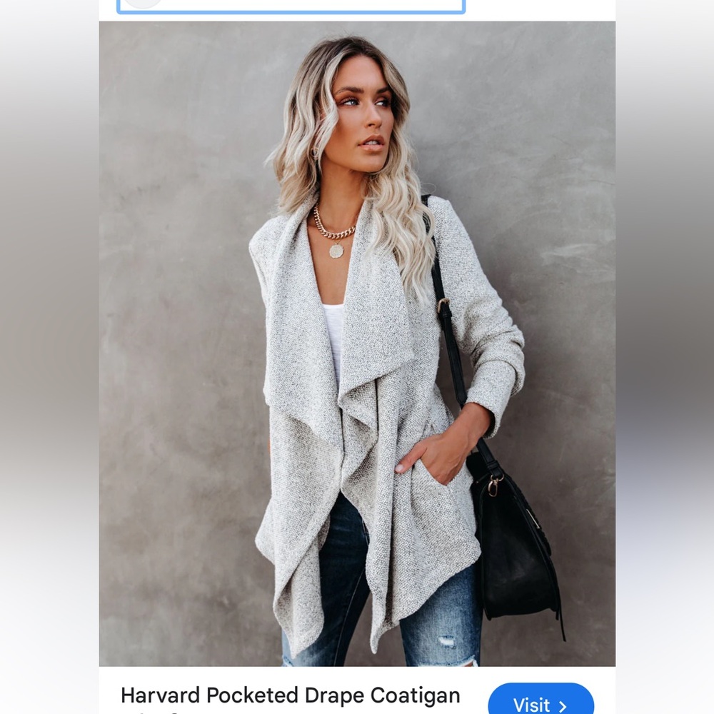 Flawless Harvard Pocketed Drape Coatigan, med